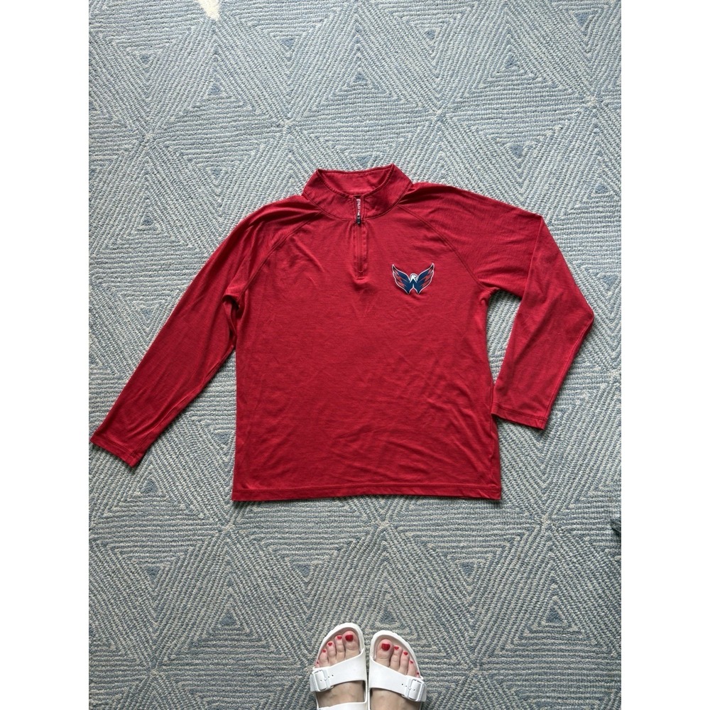 Fanatics Long Sleeve Lightweight Washington Capitals Pullover 1/4 Zip Red Large